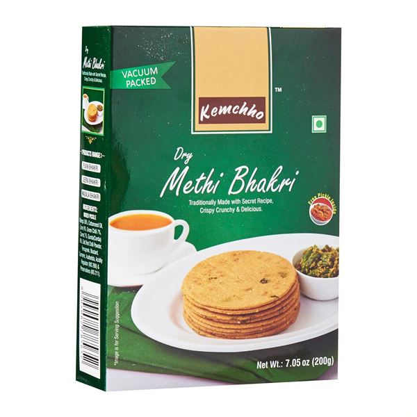 KEM CHHO METHI BHAKHRI WITH PICKLE